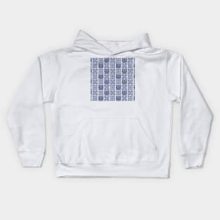 Blue tile pattern Kids Hoodie